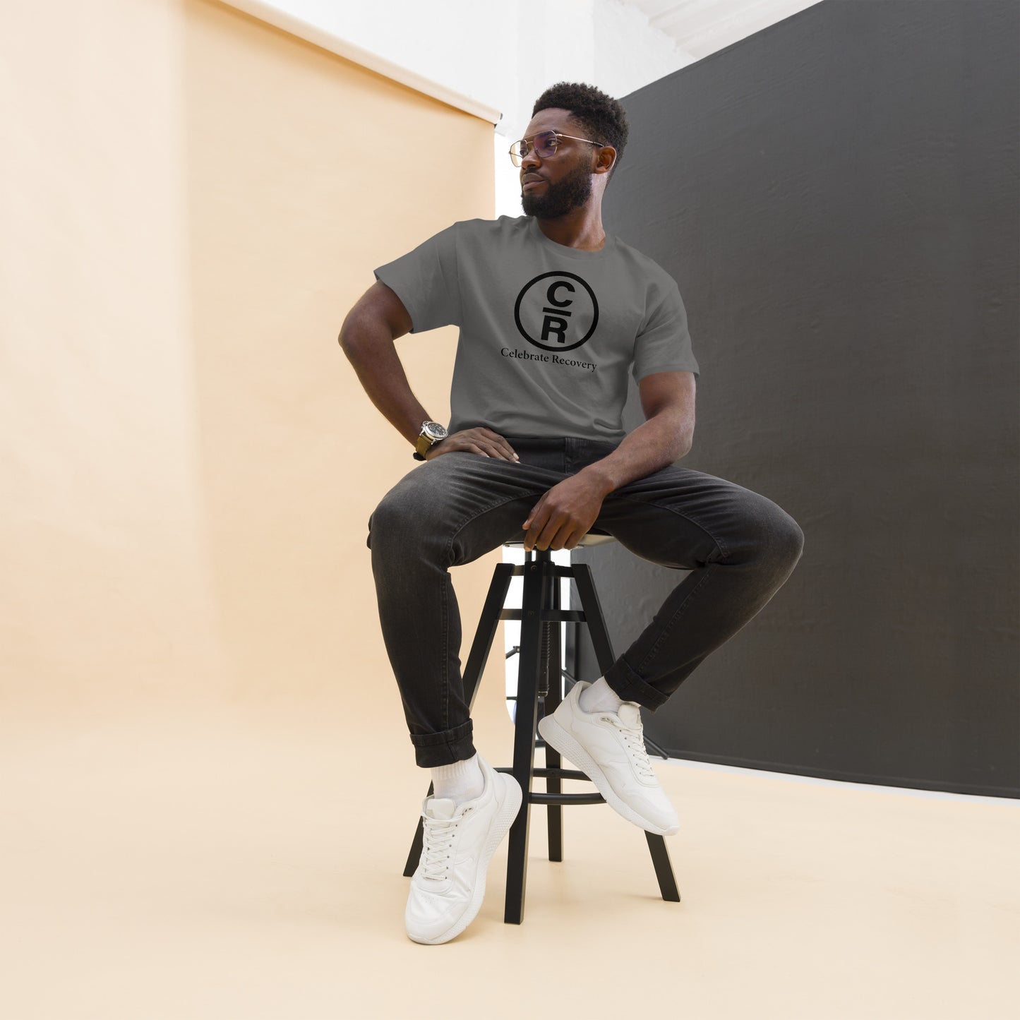 CR Celebrate Recovery Basic Logo - Black Men's classic tee