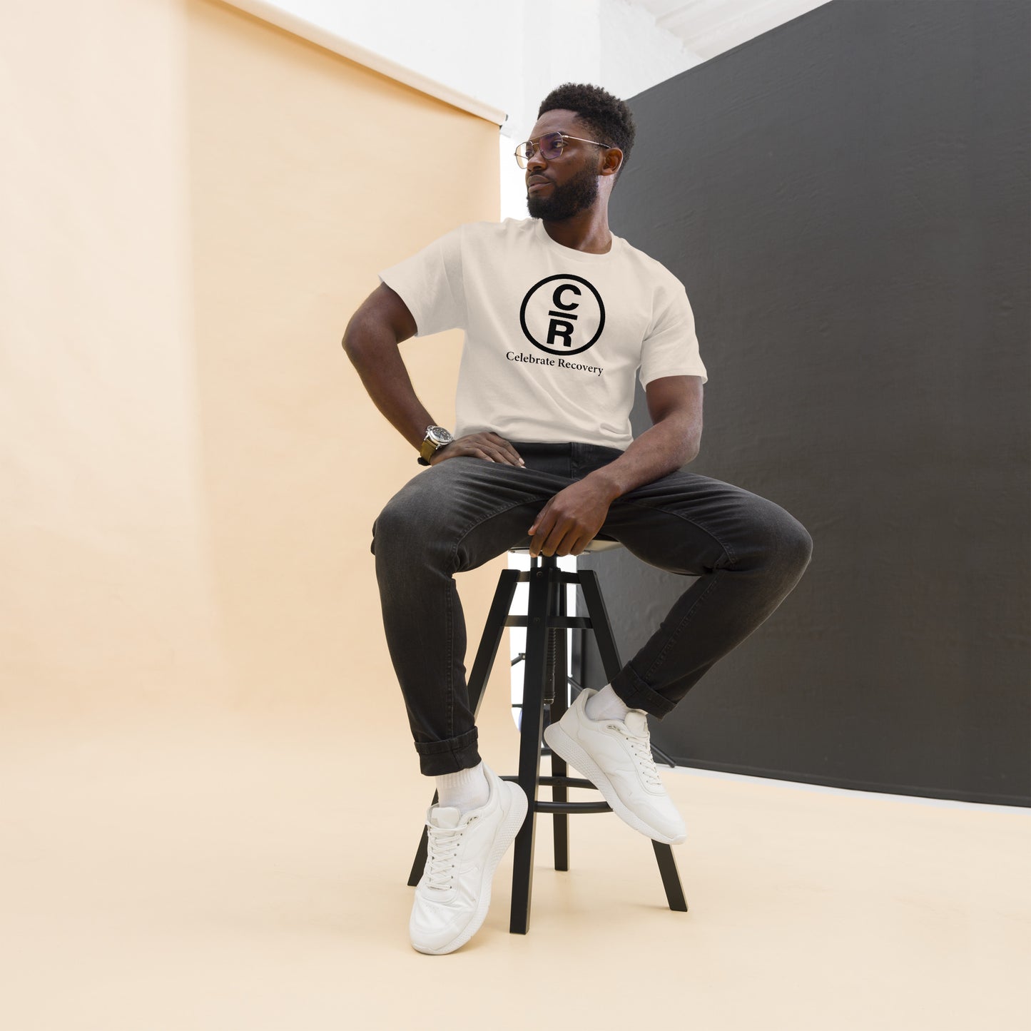CR Celebrate Recovery Basic Logo - Black Men's classic tee
