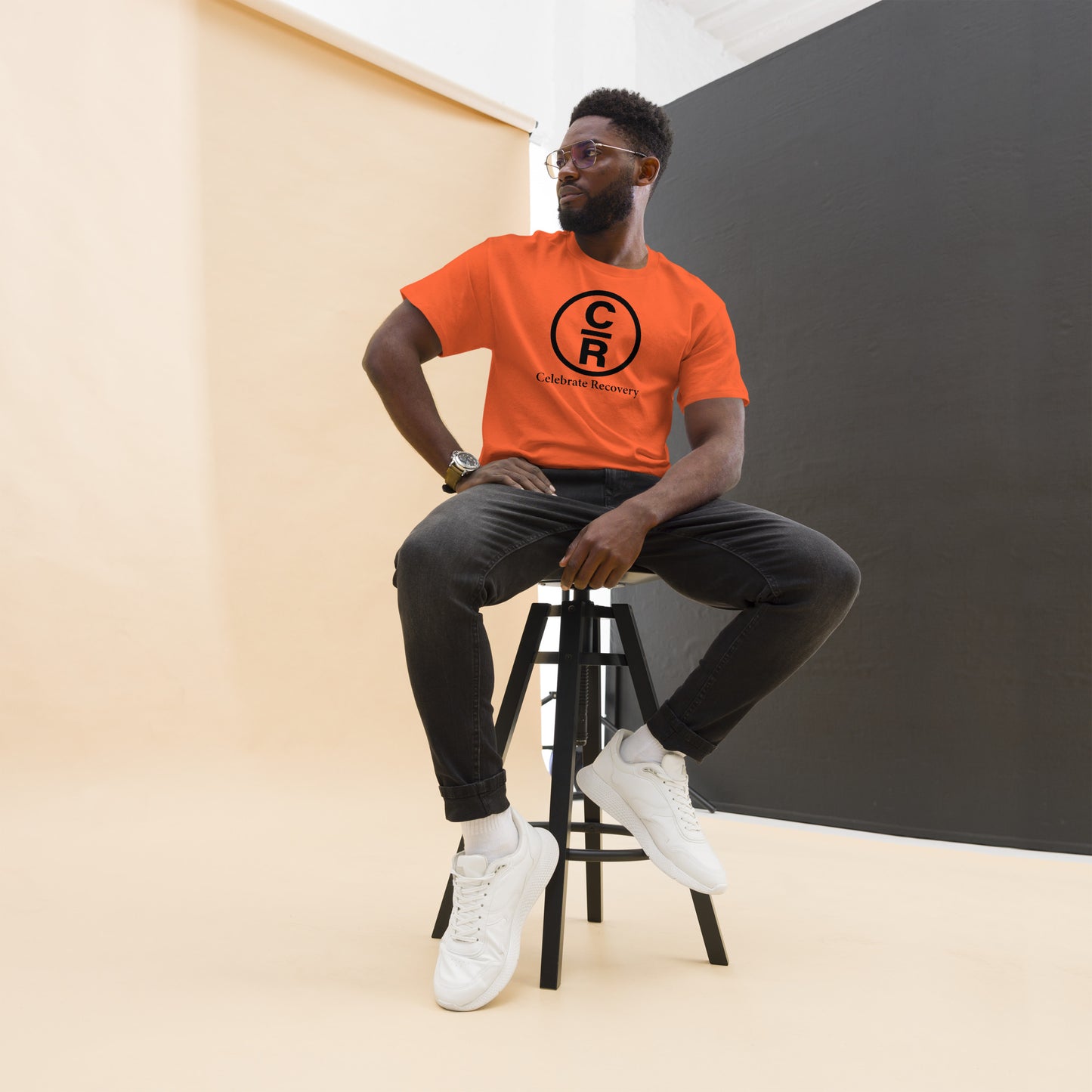 CR Celebrate Recovery Basic Logo - Black Men's classic tee