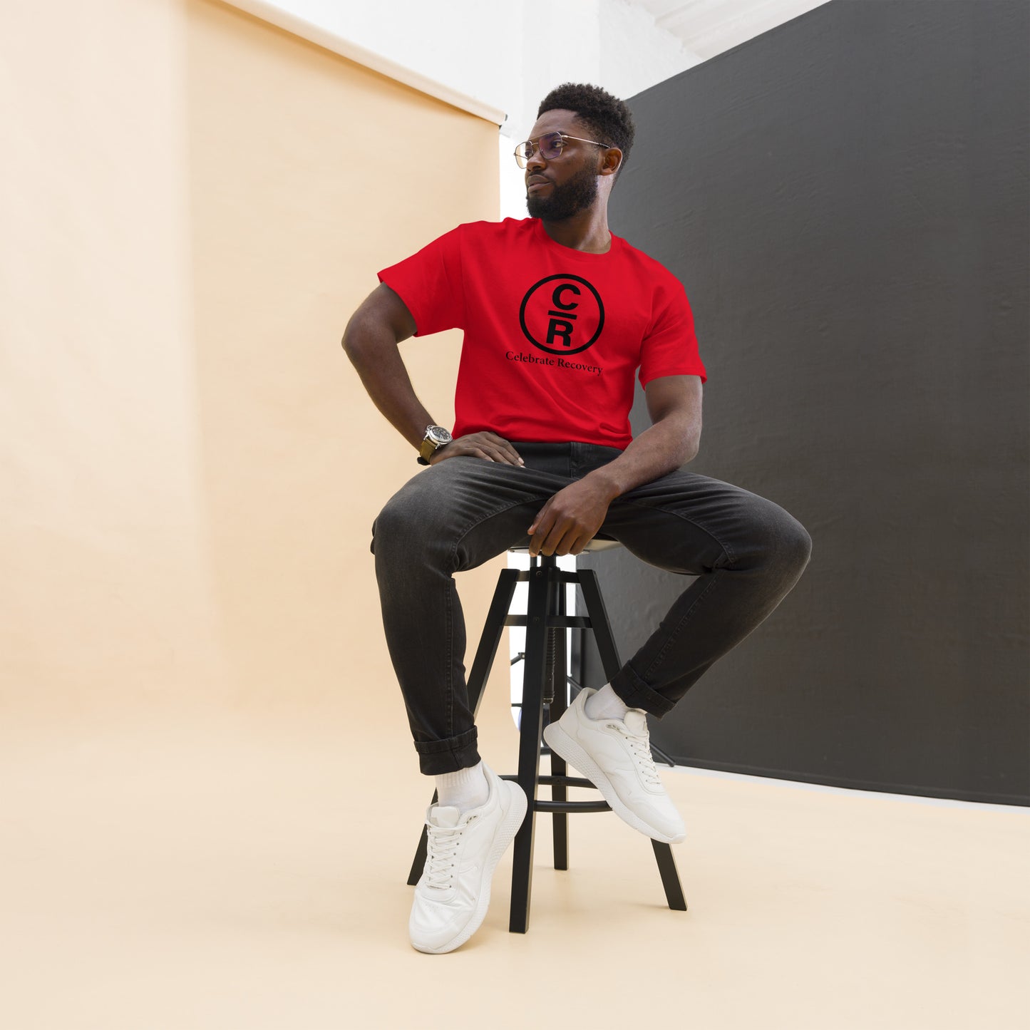 CR Celebrate Recovery Basic Logo - Black Men's classic tee