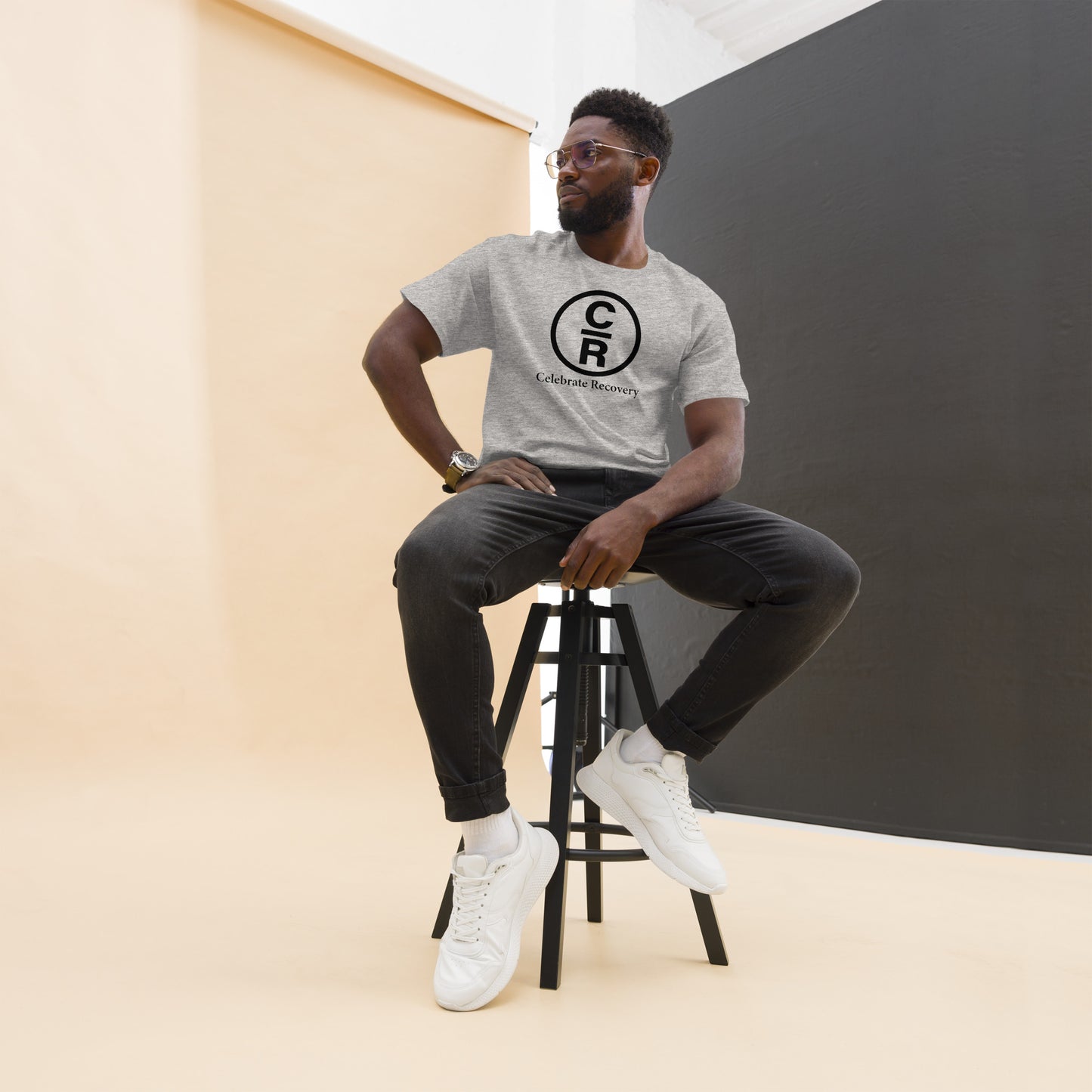 CR Celebrate Recovery Basic Logo - Black Men's classic tee