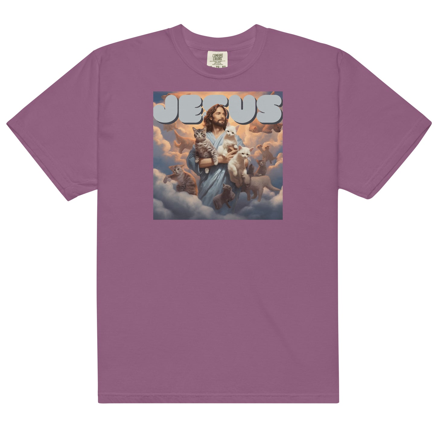 Jesus and His Cats Men’s garment-dyed heavyweight t-shirt