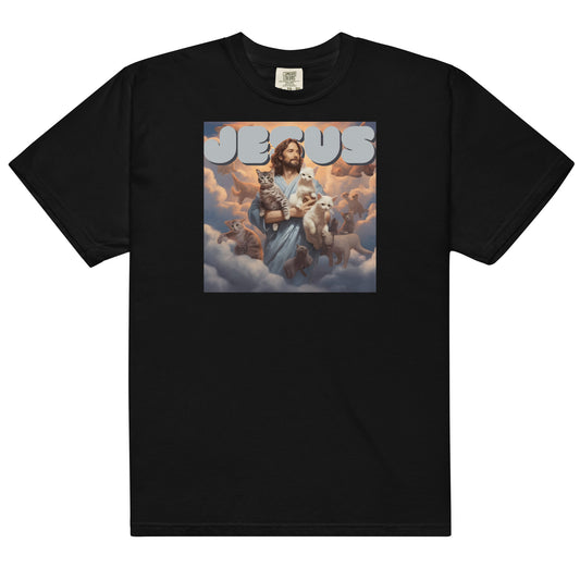 Jesus and His Cats Men’s garment-dyed heavyweight t-shirt