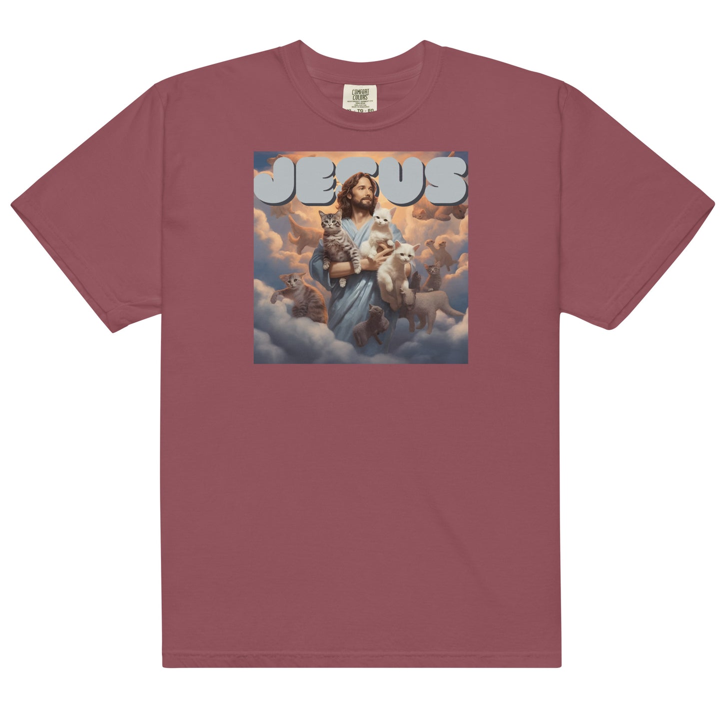 Jesus and His Cats Men’s garment-dyed heavyweight t-shirt