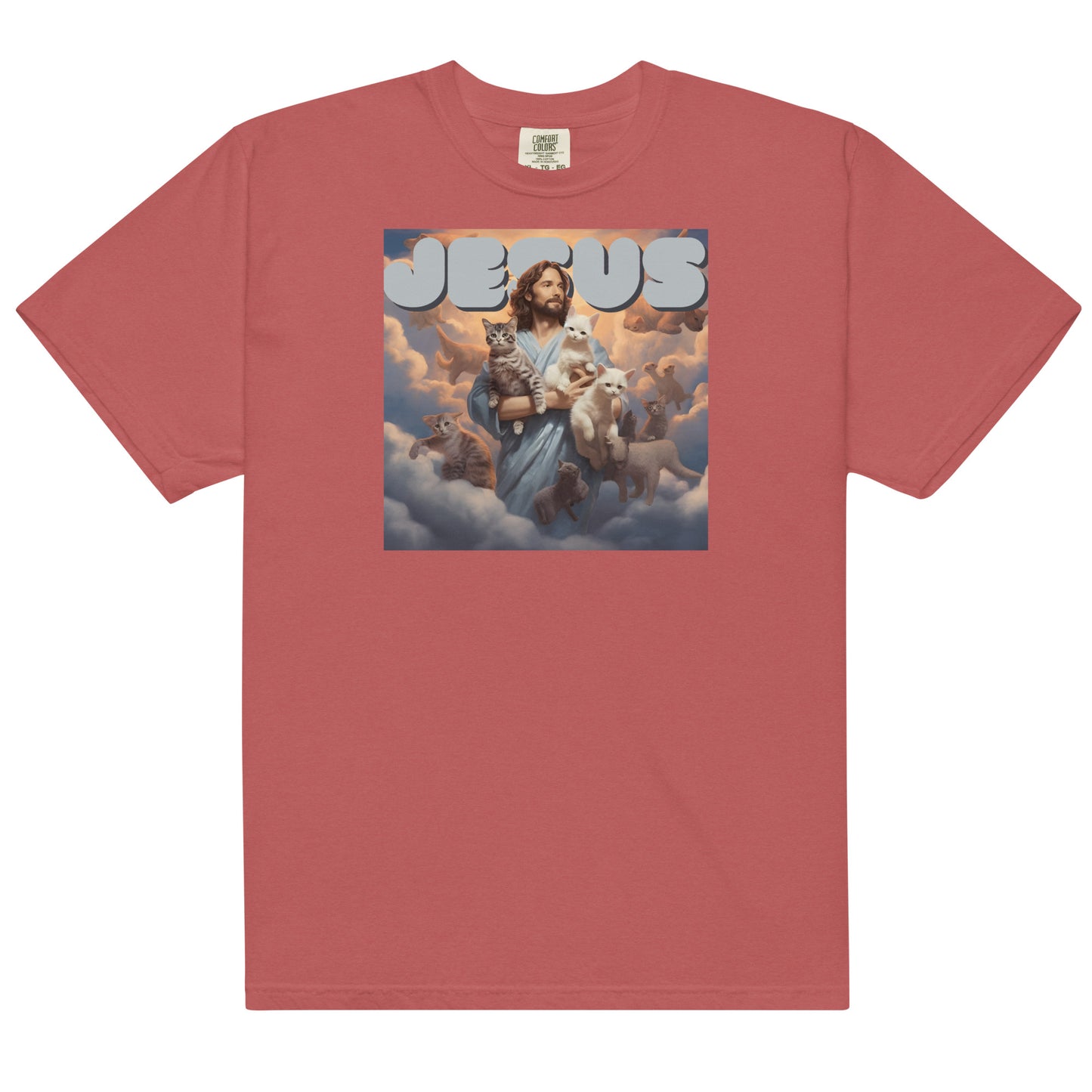 Jesus and His Cats Men’s garment-dyed heavyweight t-shirt