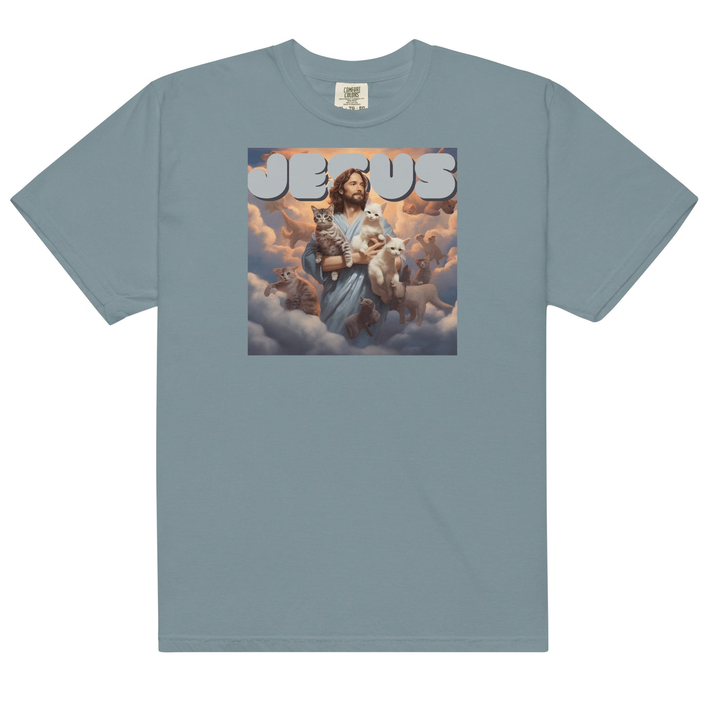 Jesus and His Cats Men’s garment-dyed heavyweight t-shirt