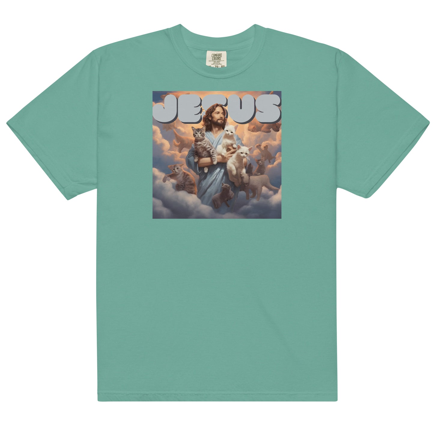 Jesus and His Cats Men’s garment-dyed heavyweight t-shirt