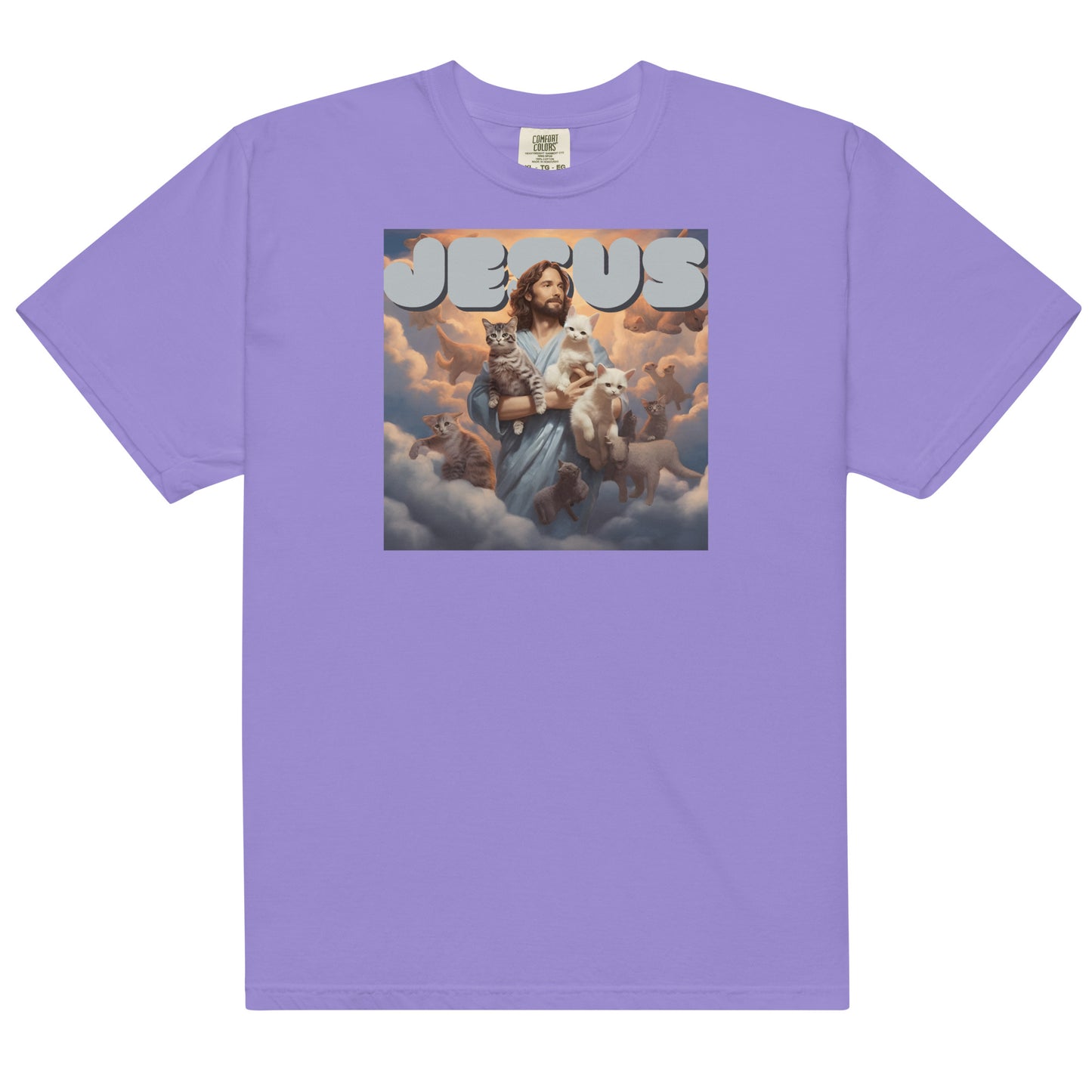Jesus and His Cats Men’s garment-dyed heavyweight t-shirt
