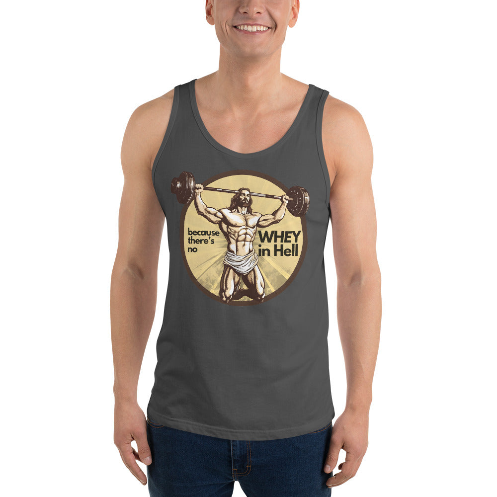 Jesus Body Builder 3 “No Whey in Hell” Unisex Tank Top