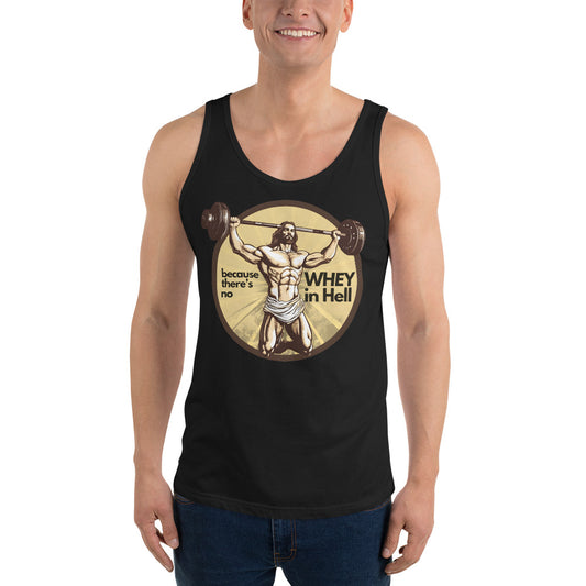 Jesus Body Builder 3 “No Whey in Hell” Unisex Tank Top
