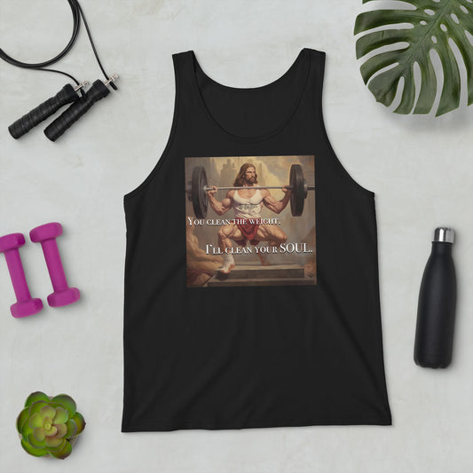 Bodybuilder Jesus Power Clean Unisex Tank Top