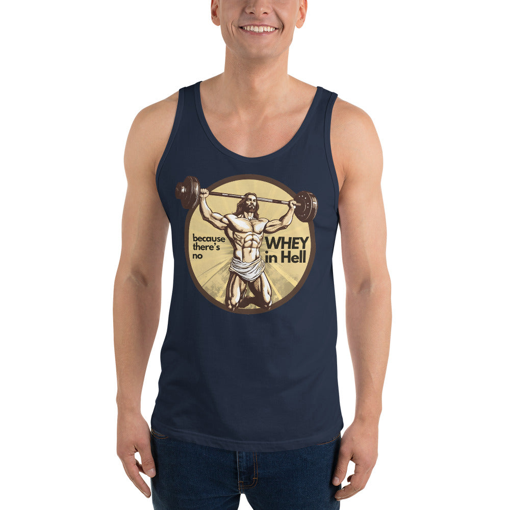 Jesus Body Builder 3 “No Whey in Hell” Unisex Tank Top