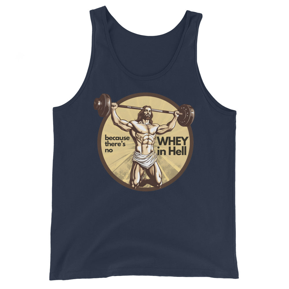 Jesus Body Builder 3 “No wWhey in hell” Unisex Tank Top