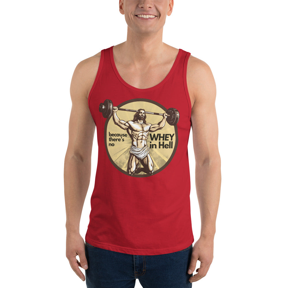 Jesus Body Builder 3 “No Whey in Hell” Unisex Tank Top