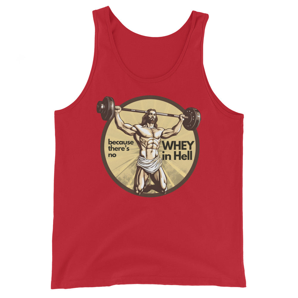 Jesus Body Builder 3 “No wWhey in hell” Unisex Tank Top