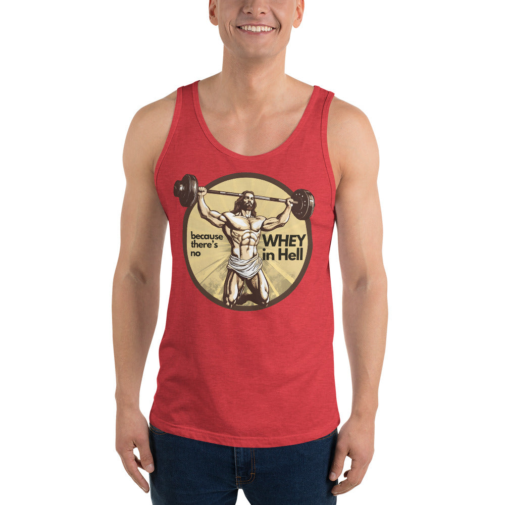 Jesus Body Builder 3 “No Whey in Hell” Unisex Tank Top