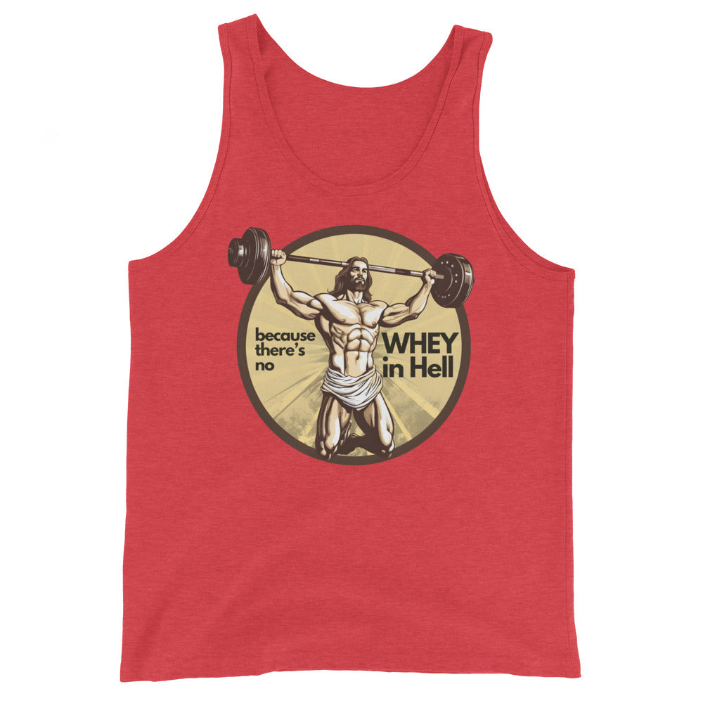 Jesus Body Builder 3 “No wWhey in hell” Unisex Tank Top