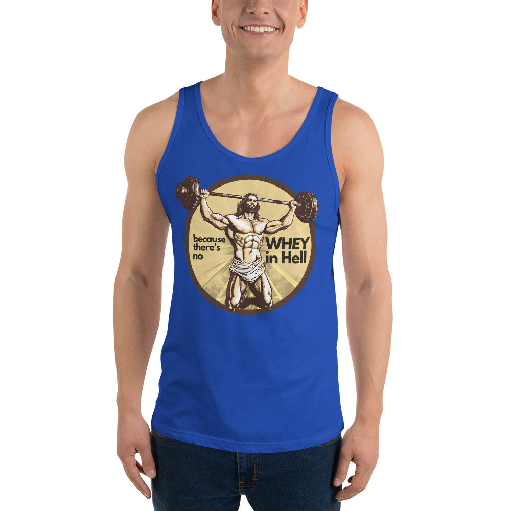 Jesus Body Builder 3 “No Whey in Hell” Unisex Tank Top