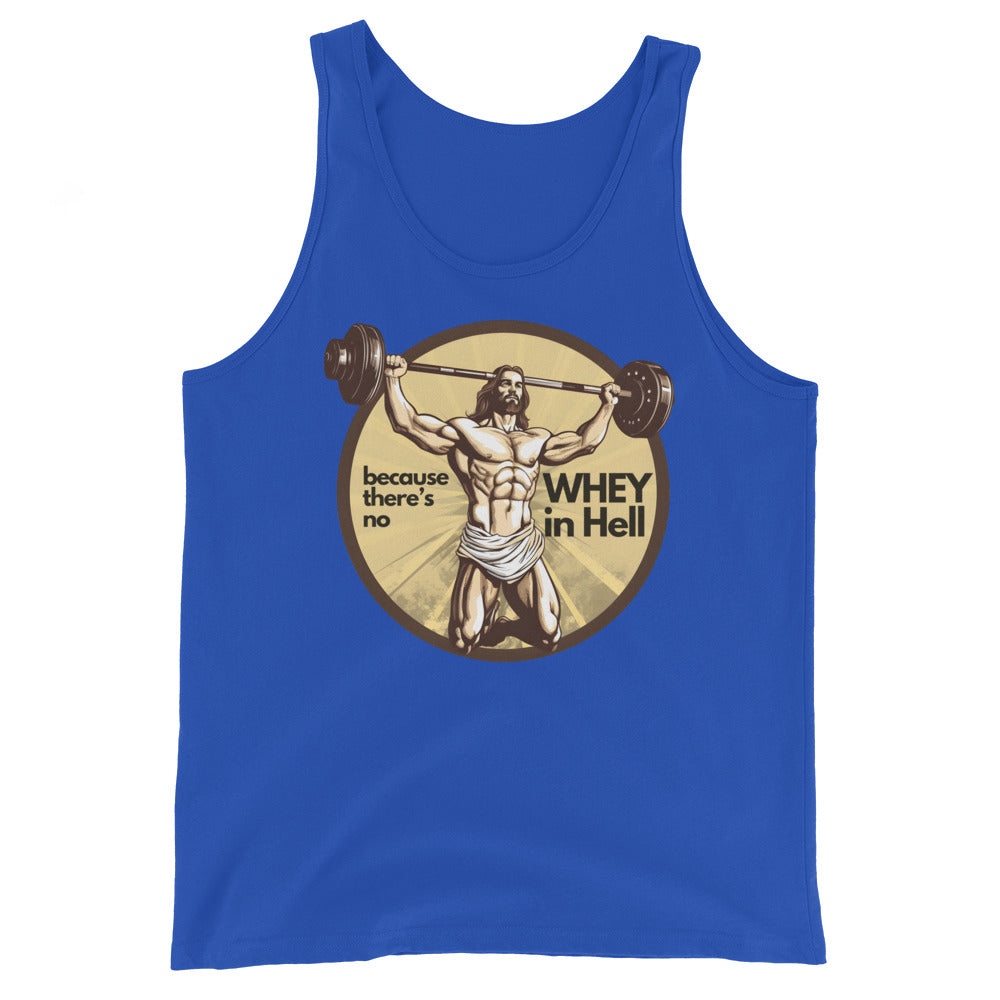 Jesus Body Builder 3 “No wWhey in hell” Unisex Tank Top