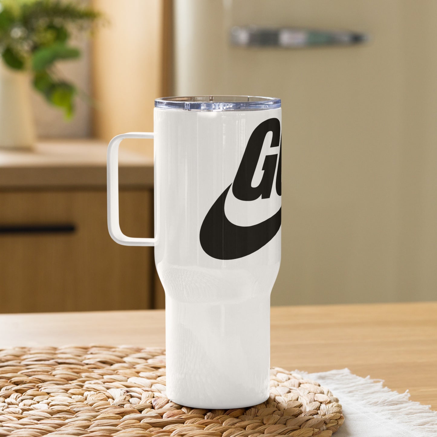 “God Air” Swoosh Travel mug with a handle