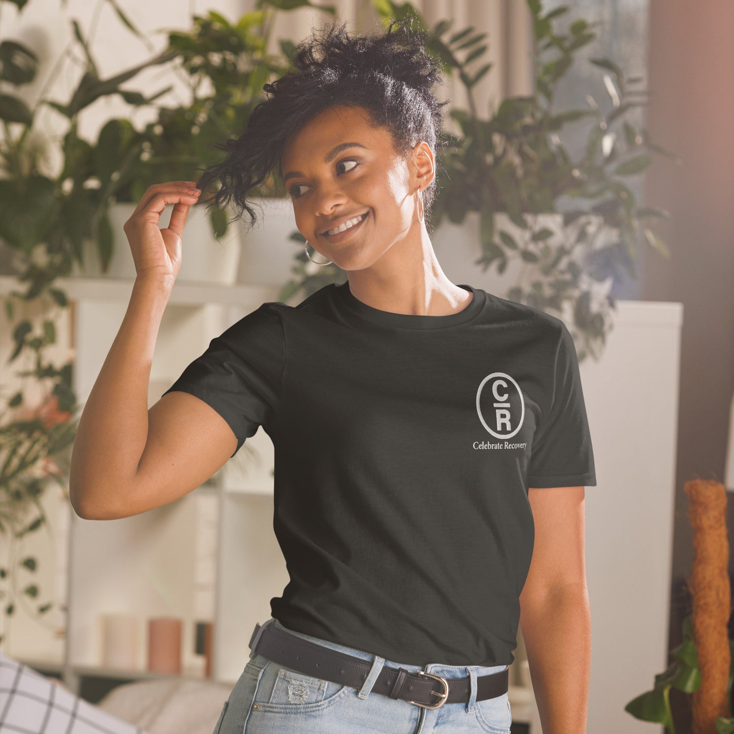CR Celebrate Recovery Small Logo White Short-Sleeve Unisex T-Shirt
