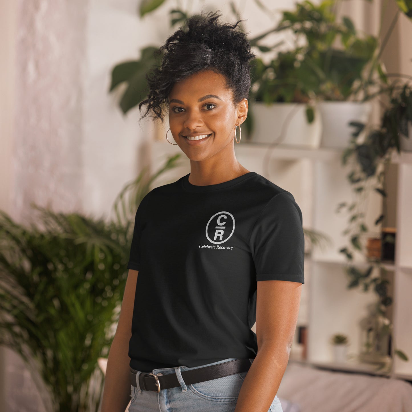 CR Celebrate Recovery Small Logo White Short-Sleeve Unisex T-Shirt