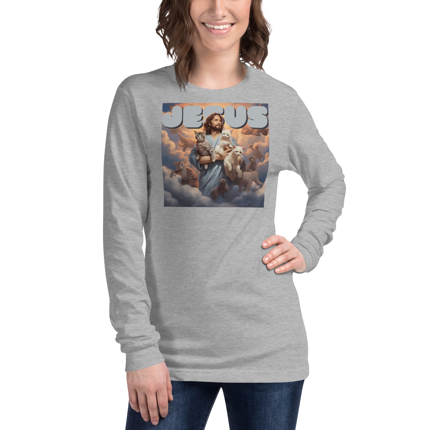 Jesus and His Cats Unisex Long Sleeve Tee
