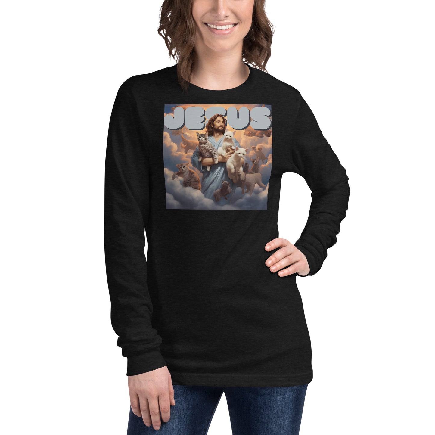 Jesus and His Cats Unisex Long Sleeve Tee