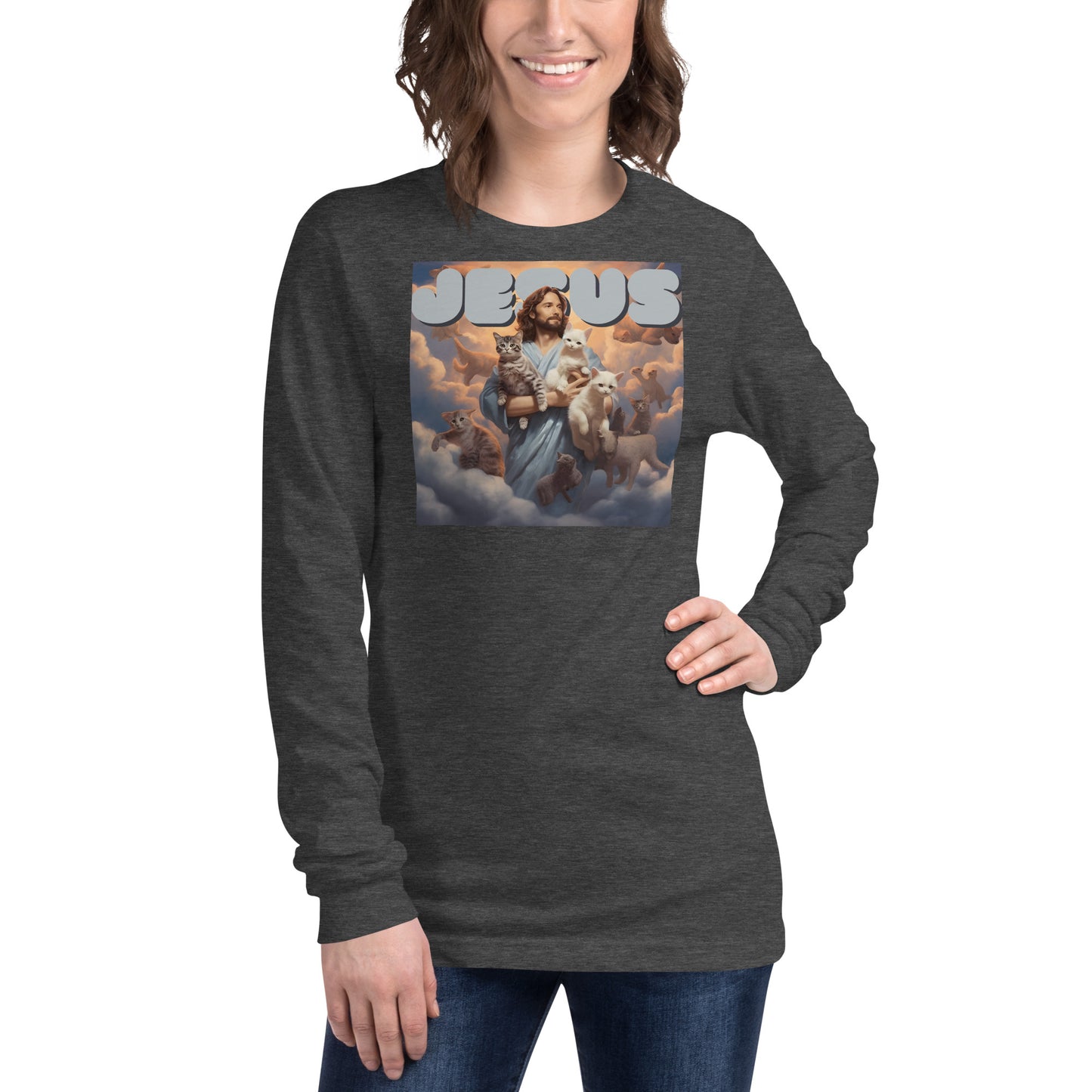 Jesus and His Cats Unisex Long Sleeve Tee