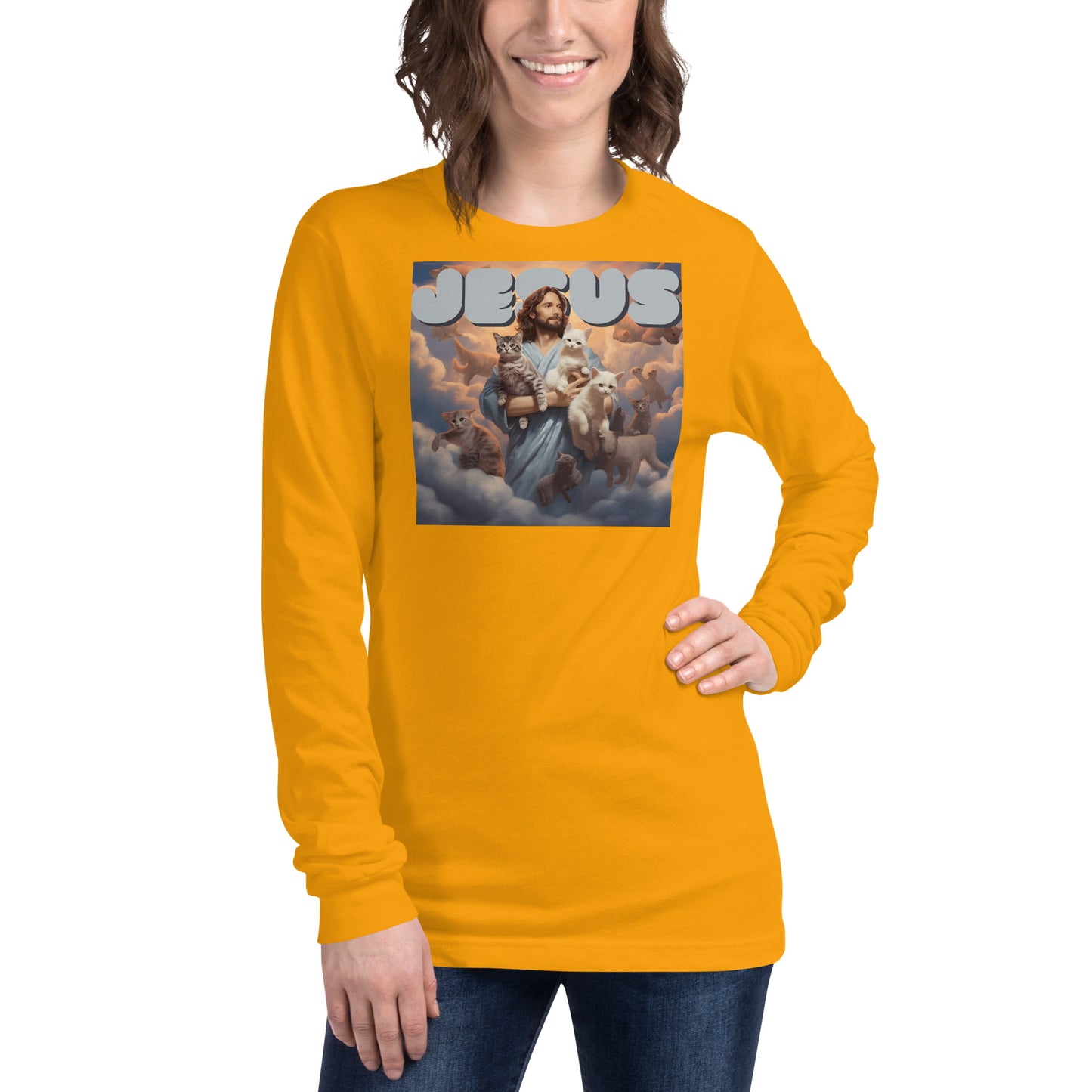 Jesus and His Cats Unisex Long Sleeve Tee