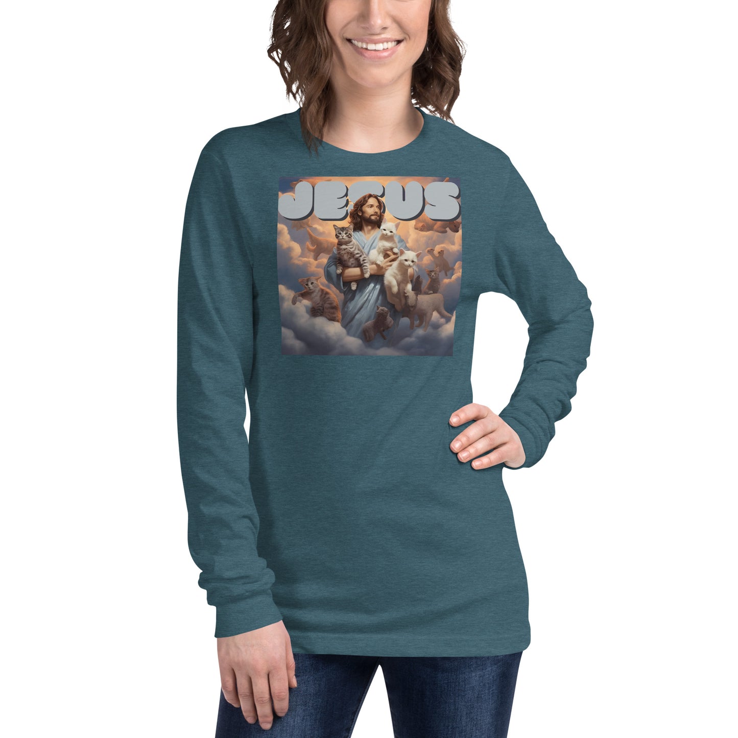 Jesus and His Cats Unisex Long Sleeve Tee