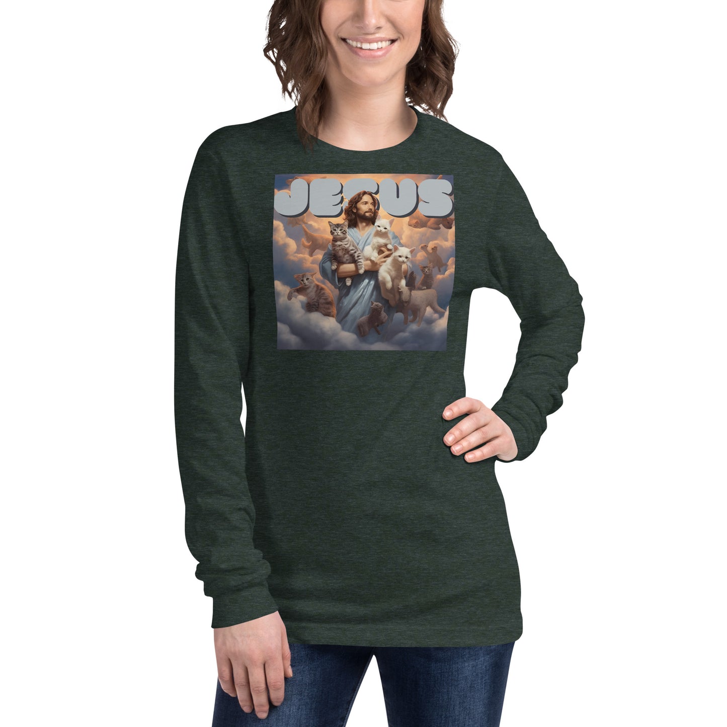 Jesus and His Cats Unisex Long Sleeve Tee