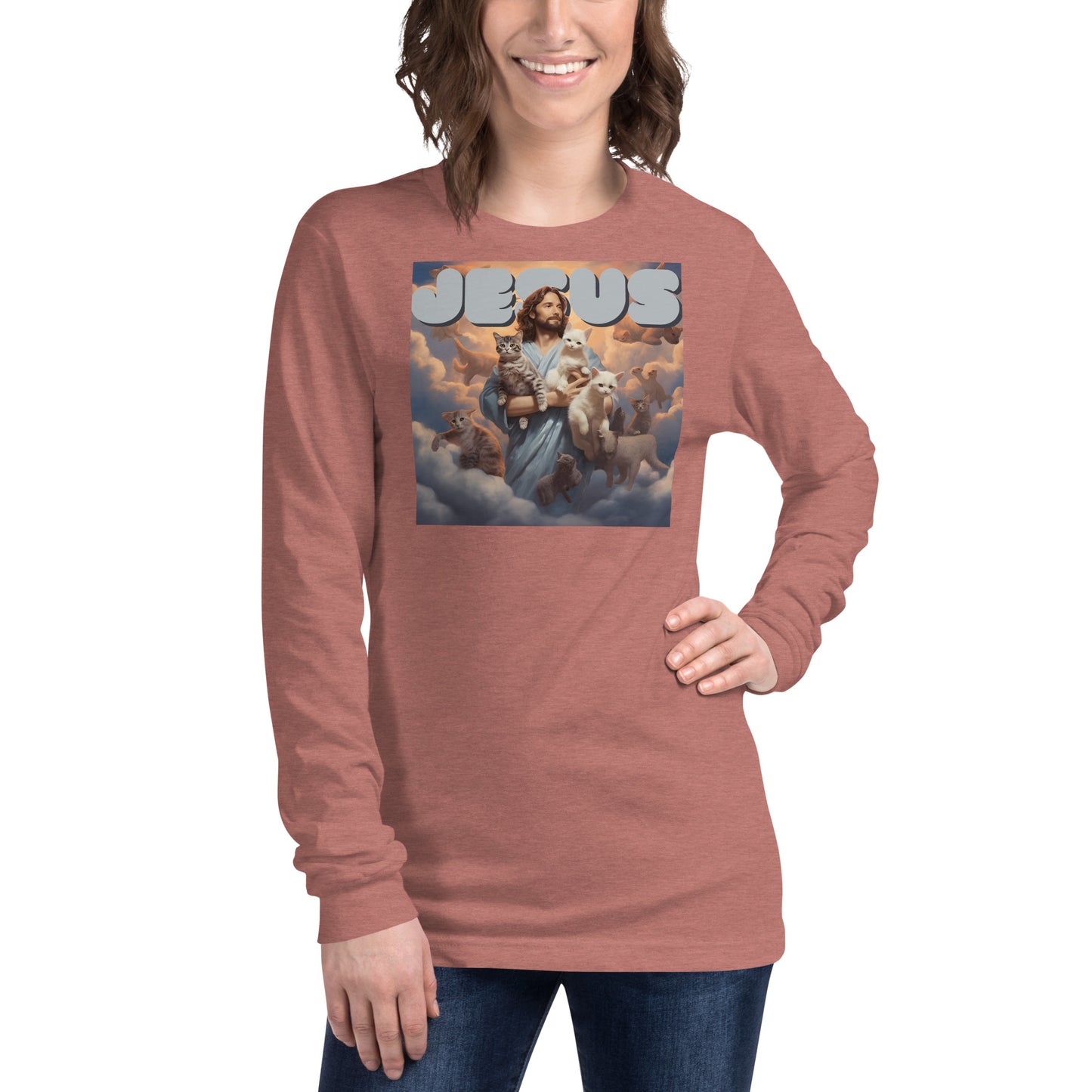 Jesus and His Cats Unisex Long Sleeve Tee