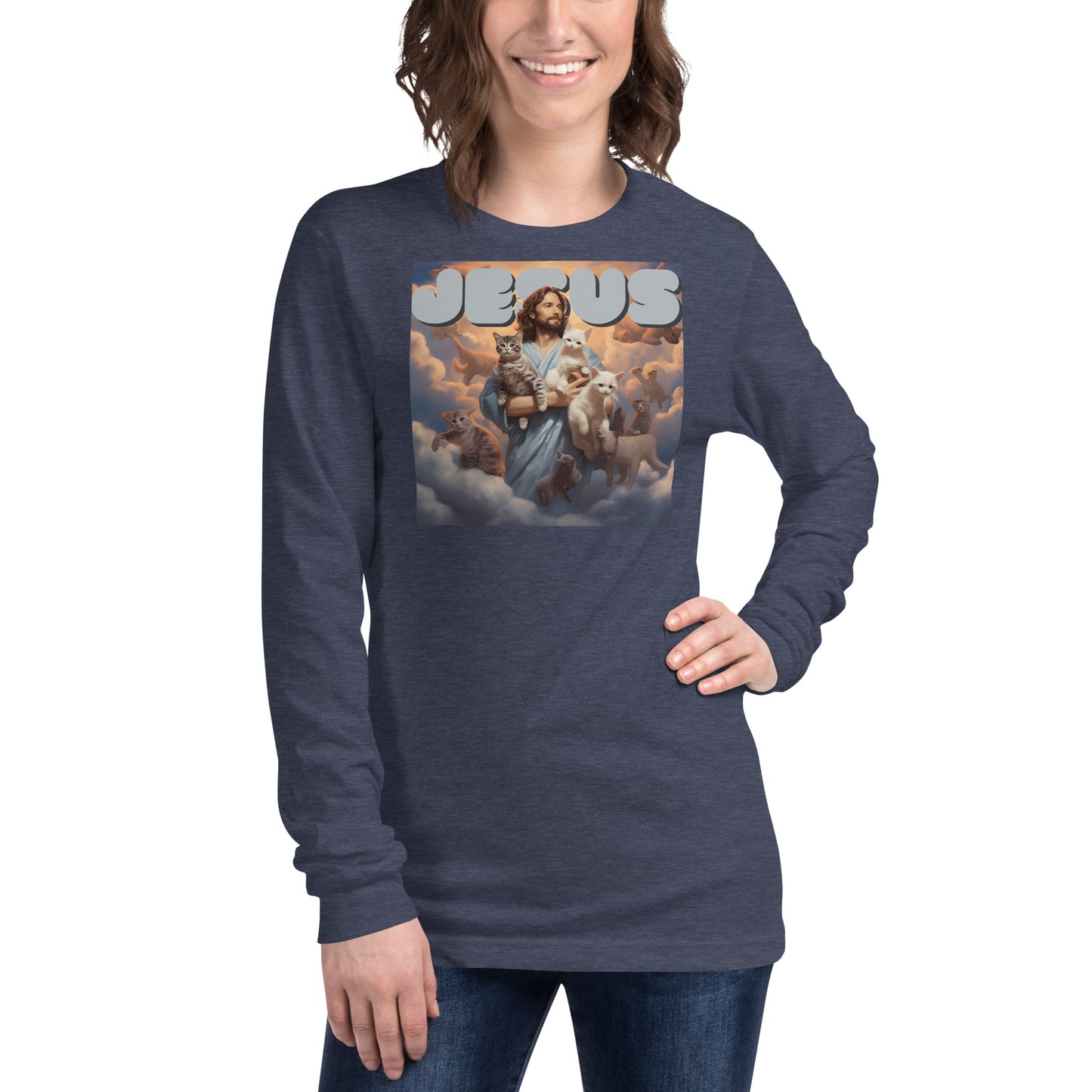 Jesus and His Cats Unisex Long Sleeve Tee