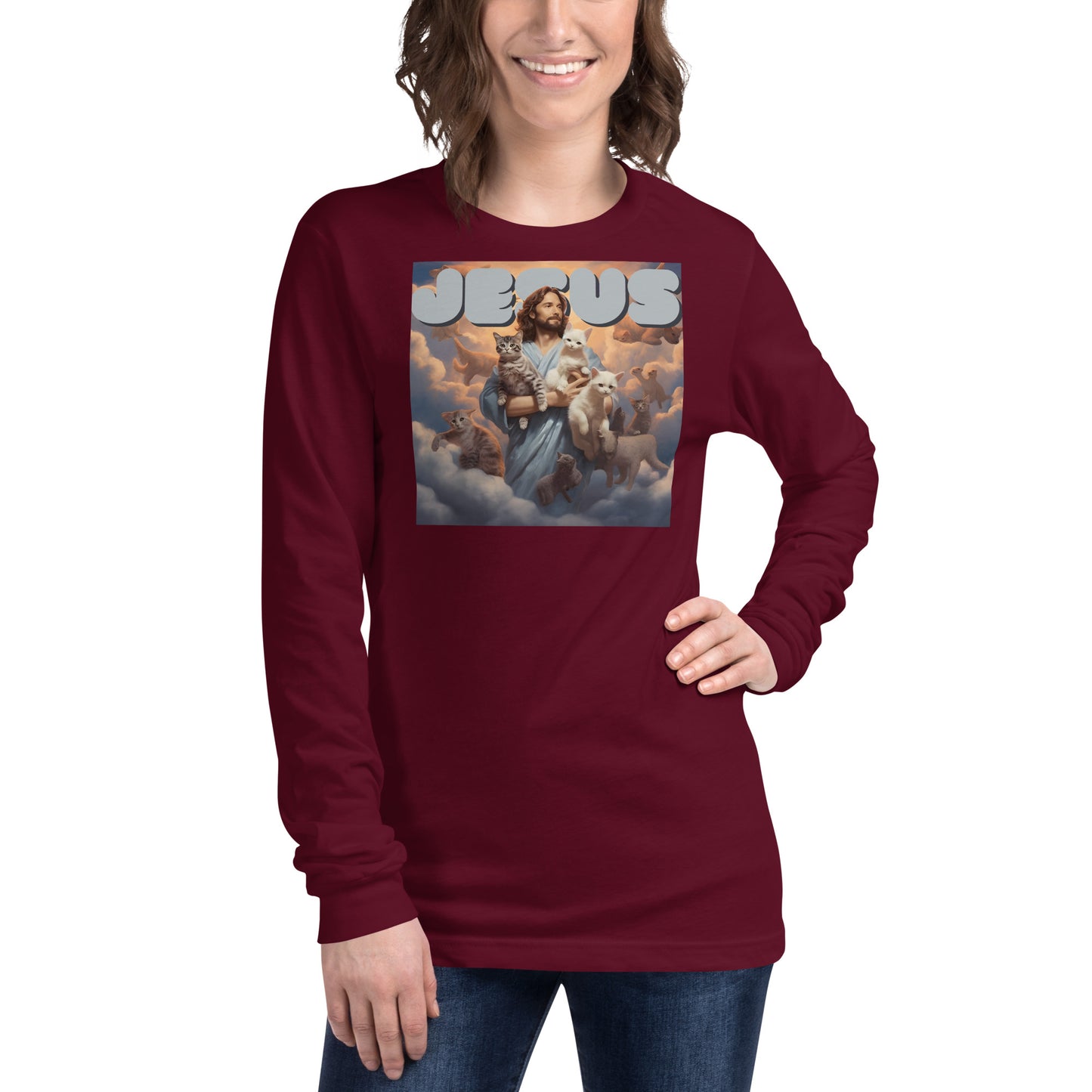 Jesus and His Cats Unisex Long Sleeve Tee