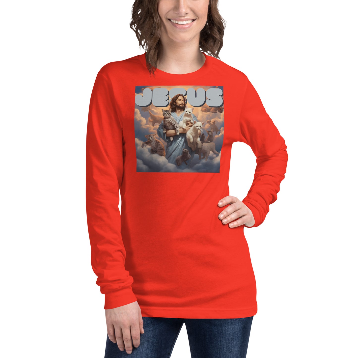 Jesus and His Cats Unisex Long Sleeve Tee