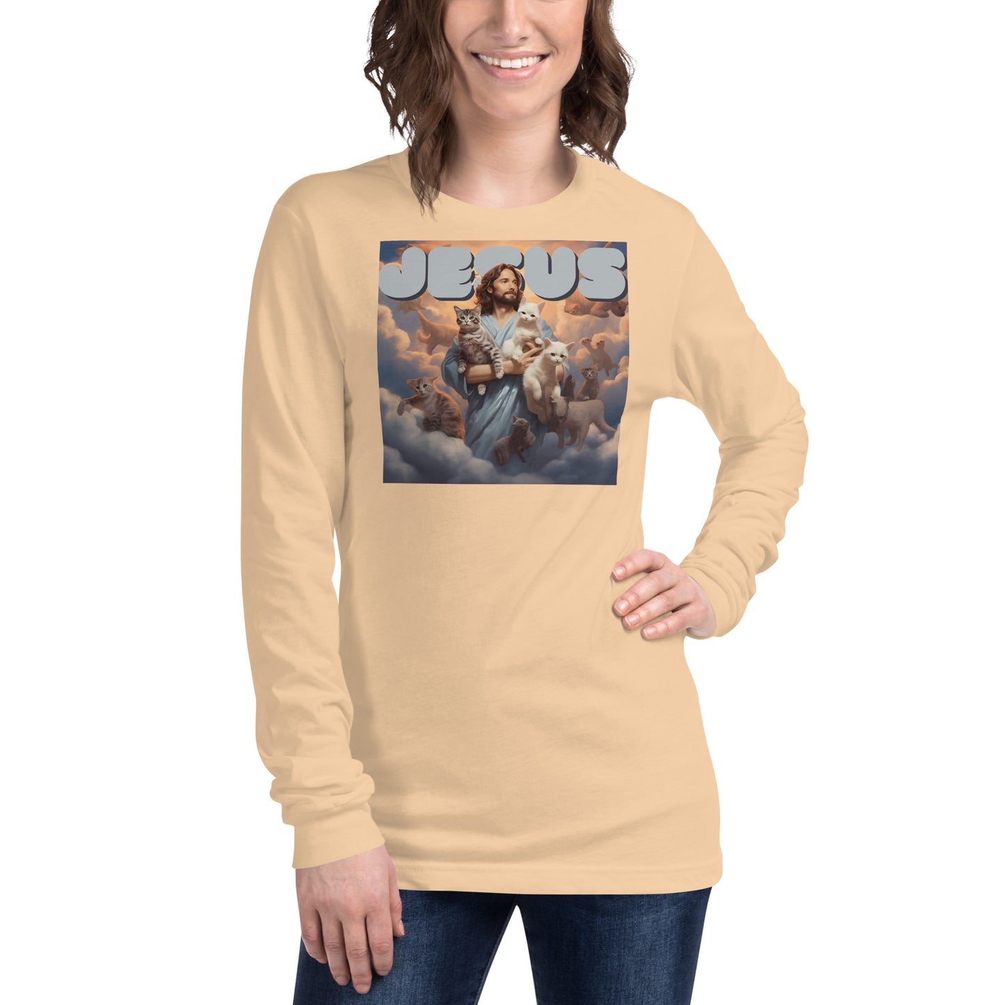 Jesus and His Cats Unisex Long Sleeve Tee