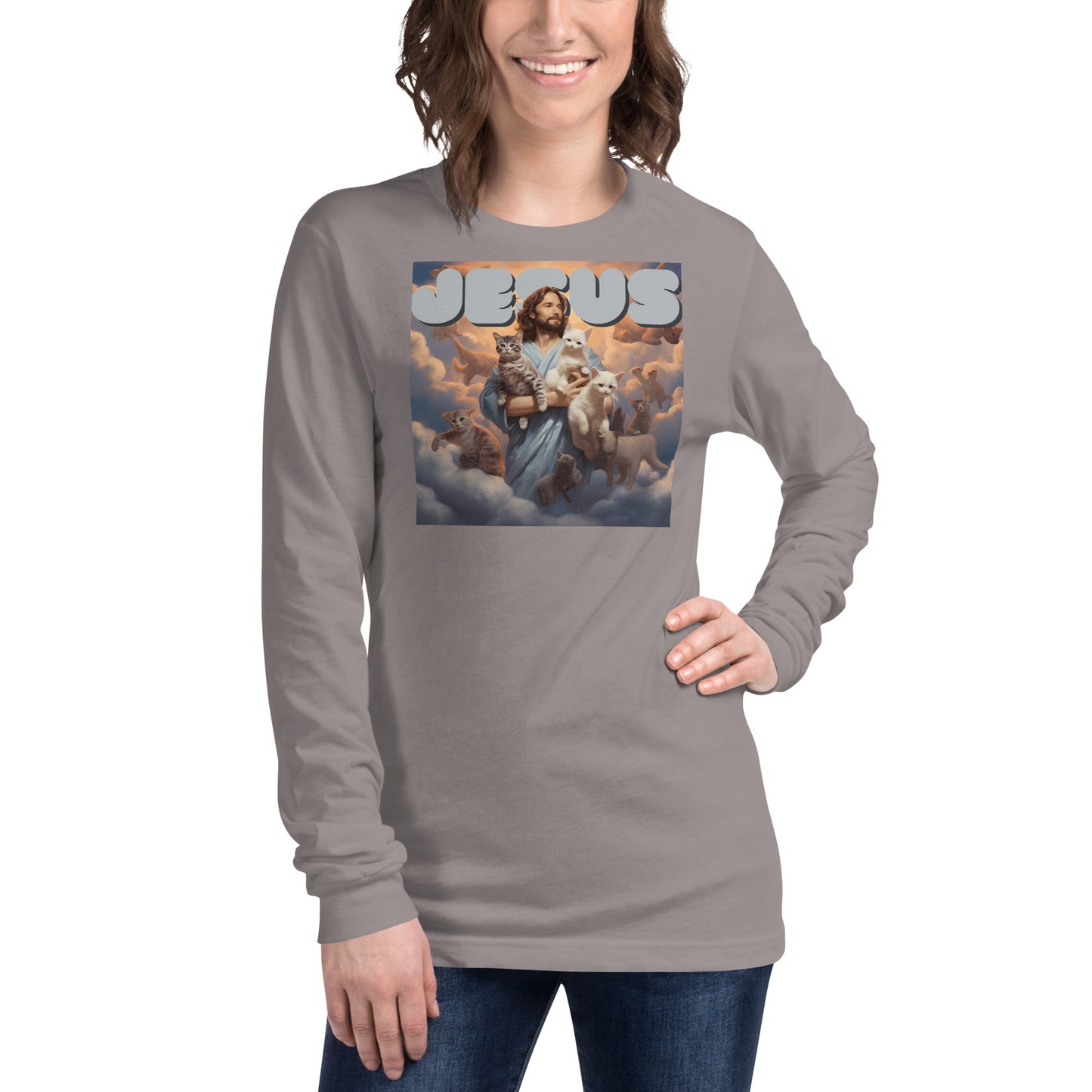 Jesus and His Cats Unisex Long Sleeve Tee