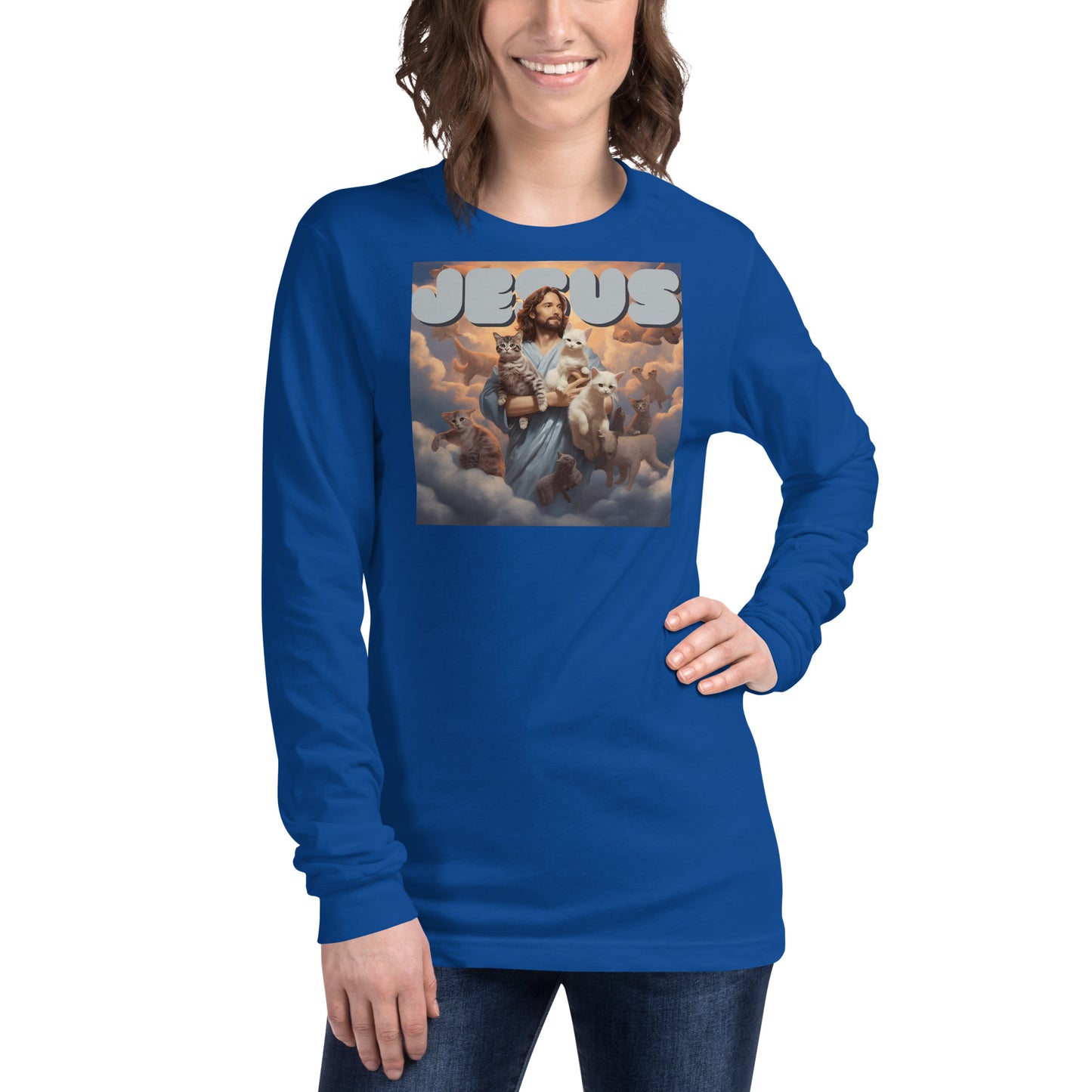 Jesus and His Cats Unisex Long Sleeve Tee
