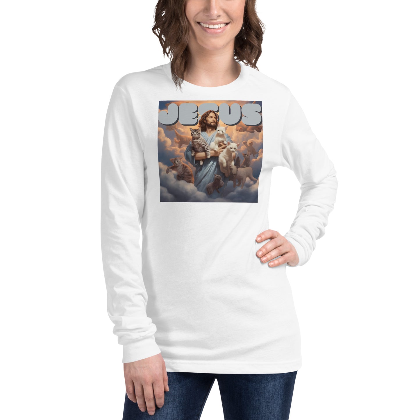 Jesus and His Cats Unisex Long Sleeve Tee